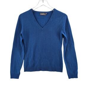 Brodie 100% Cashmere Sweater Womens XS V-Neck Cornflower Blue Long Sleeve Luxury